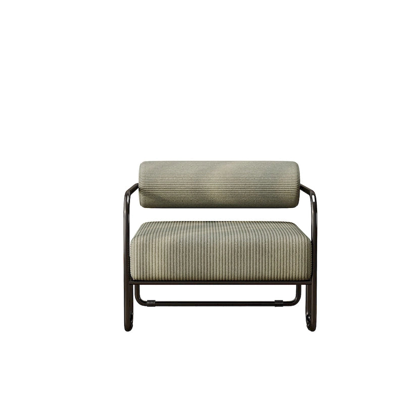 Fauteuil d'appoint en velours côtelé avec cadre en fer – Beige / Marron clair / Gris / Vert foncé