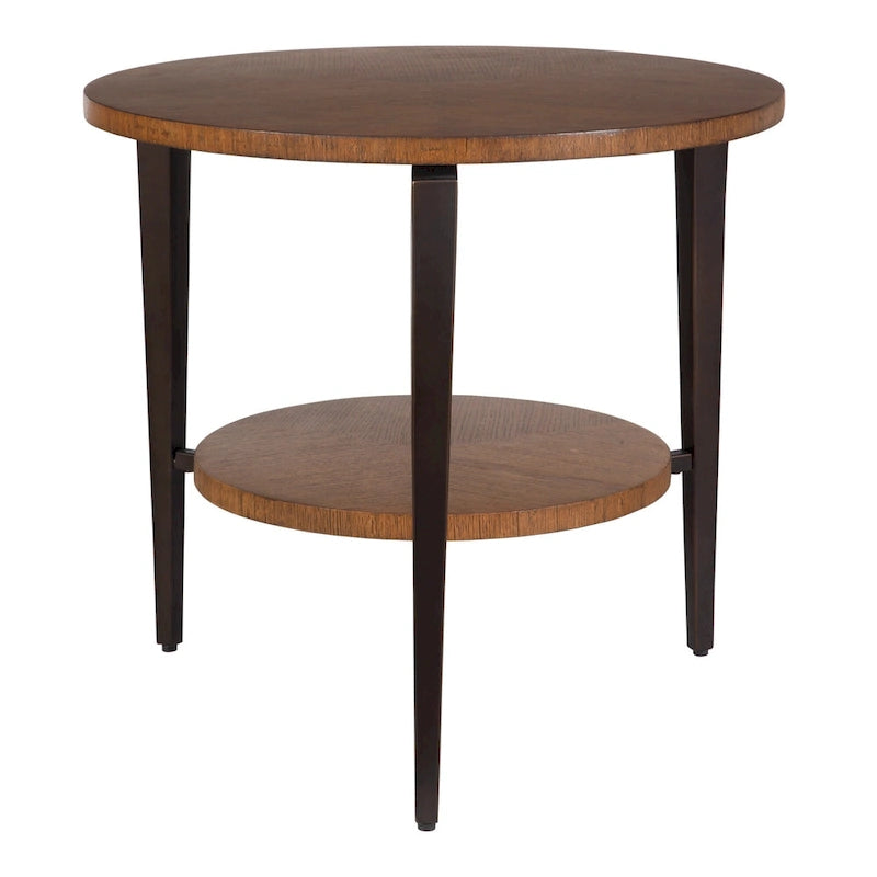 Table d'appoint ronde à 2 niveaux, marron, 67,3 cm