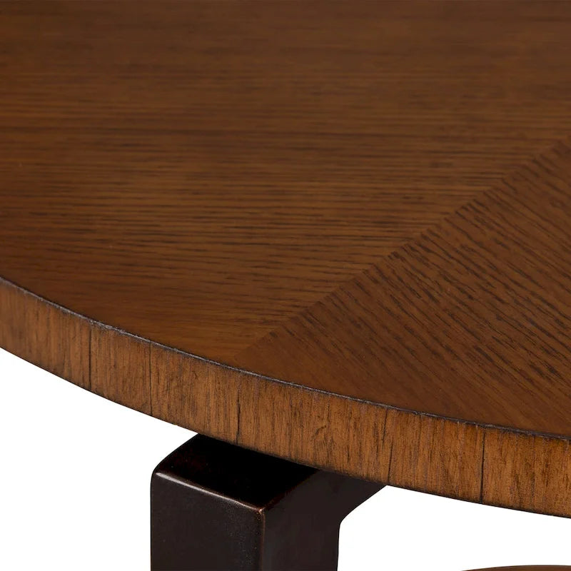 Table d'appoint ronde à 2 niveaux, marron, 67,3 cm