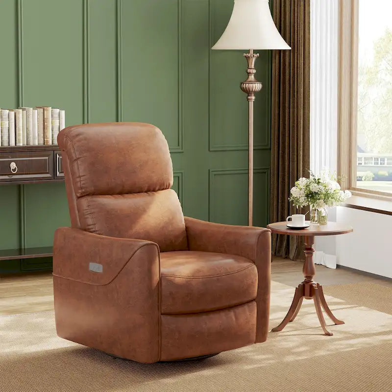 Fauteuil inclinable, pivotant et à bascule électrique marron/beige pour 1 personne