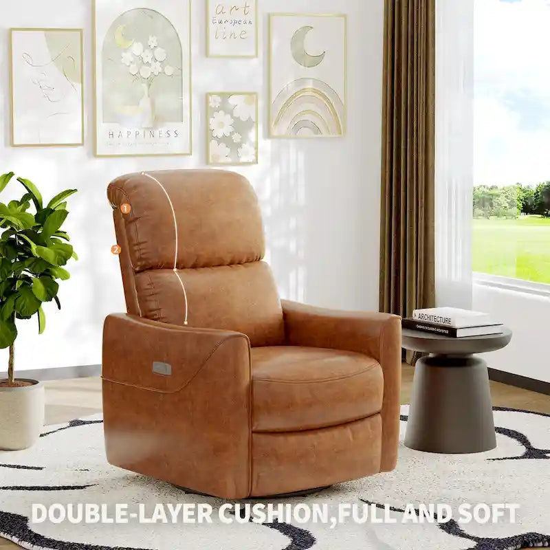 Fauteuil inclinable, pivotant et à bascule électrique marron/beige pour 1 personne