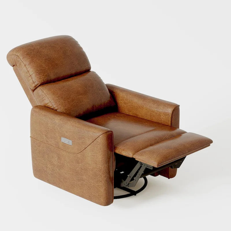 Fauteuil inclinable, pivotant et à bascule électrique marron/beige pour 1 personne