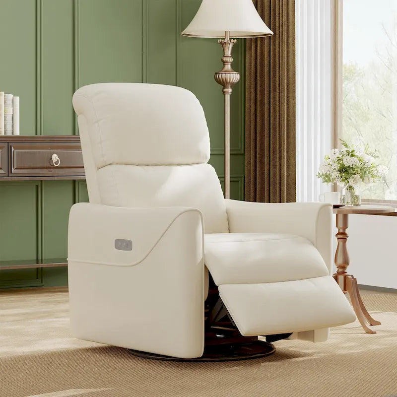 Fauteuil inclinable, pivotant et à bascule électrique marron/beige pour 1 personne
