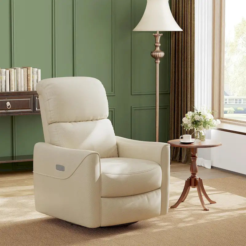 Fauteuil inclinable, pivotant et à bascule électrique marron/beige pour 1 personne