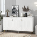 Meuble TV scandinave blanc/noir avec portes et étagères, compatible avec les téléviseurs jusqu'à 70 pouces