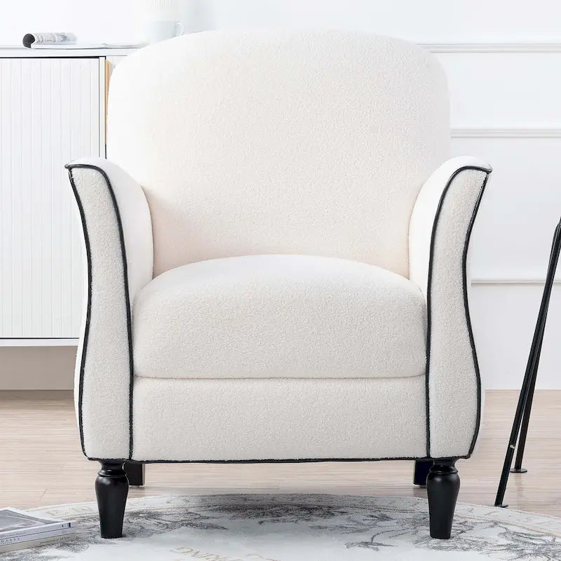 Fauteuil d'appoint rembourré avec pouf, pieds en bouleau – Siège unique, 7 coloris