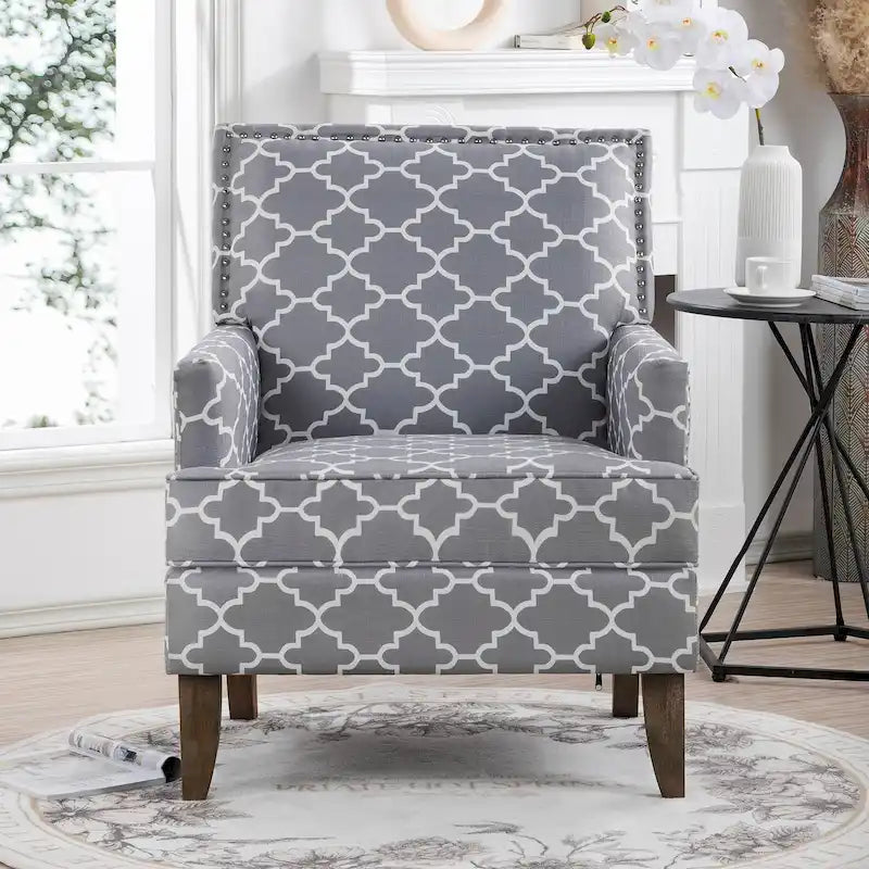 Fauteuil d'appoint rembourré avec pouf, pieds en bouleau – Siège unique, 7 coloris