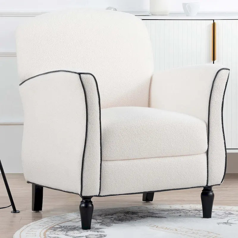 Fauteuil d'appoint rembourré avec pouf, pieds en bouleau – Siège unique, 7 coloris