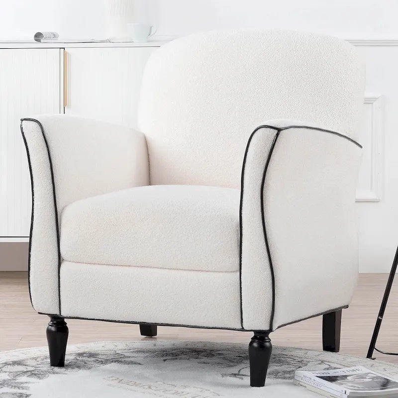 Fauteuil d'appoint rembourré avec pouf, pieds en bouleau – Siège unique, 7 coloris