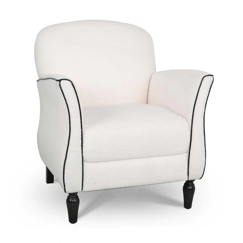 Fauteuil d'appoint rembourré avec pouf, pieds en bouleau – Siège unique, 7 coloris