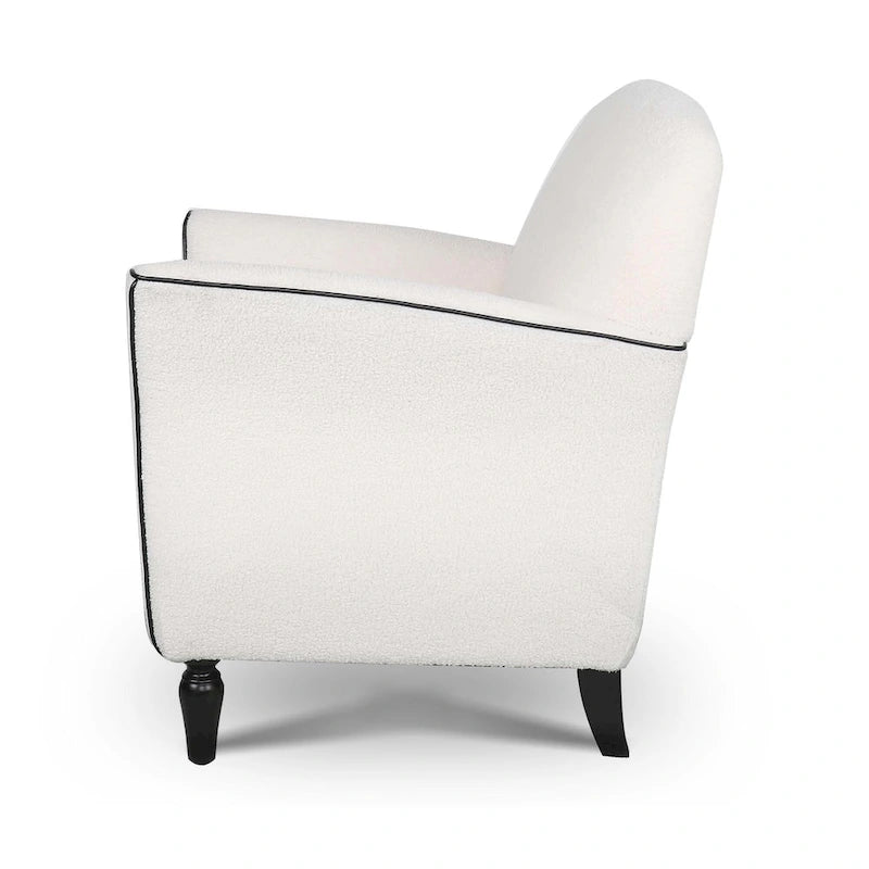 Fauteuil d'appoint rembourré avec pouf, pieds en bouleau – Siège unique, 7 coloris
