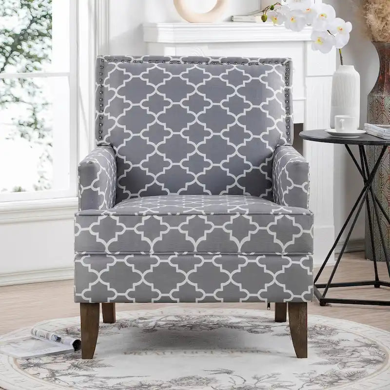 Fauteuil d'appoint rembourré avec pouf, pieds en bouleau – Siège unique, 7 coloris