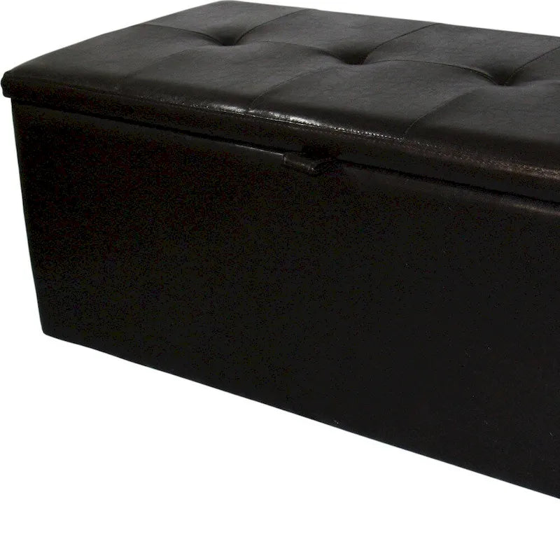 Banc de rangement en similicuir marron, 1-2 places