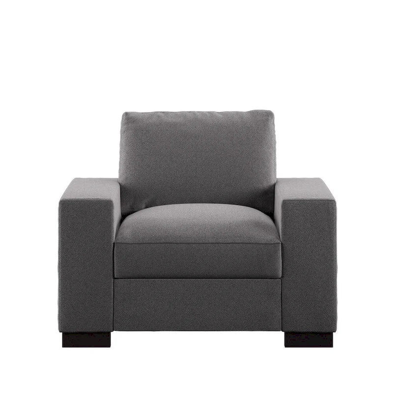 Fauteuil d'appoint en tissu gris garni de duvet – Accoudoir droit, Monoplace
