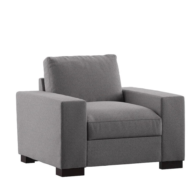 Fauteuil d'appoint en tissu gris garni de duvet – Accoudoir droit, Monoplace