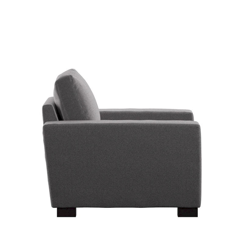 Fauteuil d'appoint en tissu gris garni de duvet – Accoudoir droit, Monoplace