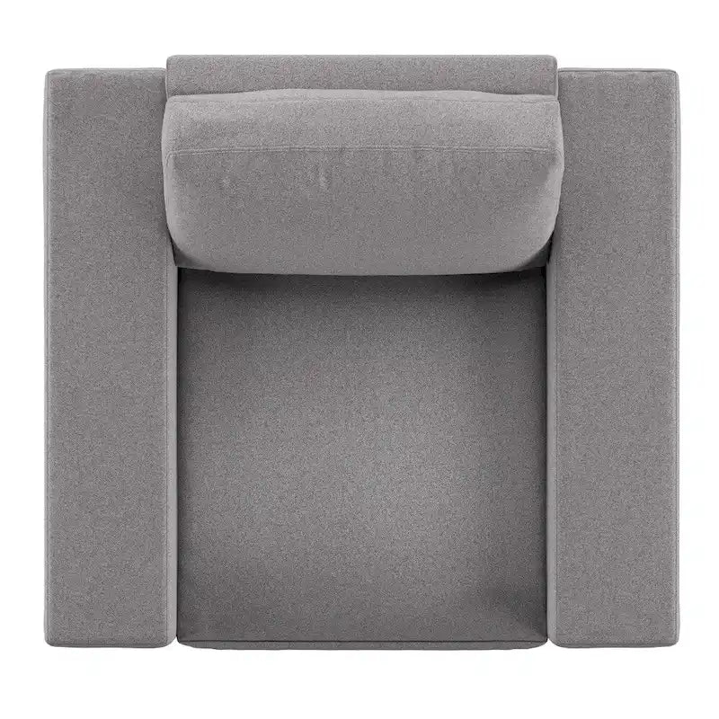 Fauteuil d'appoint en tissu gris garni de duvet – Accoudoir droit, Monoplace