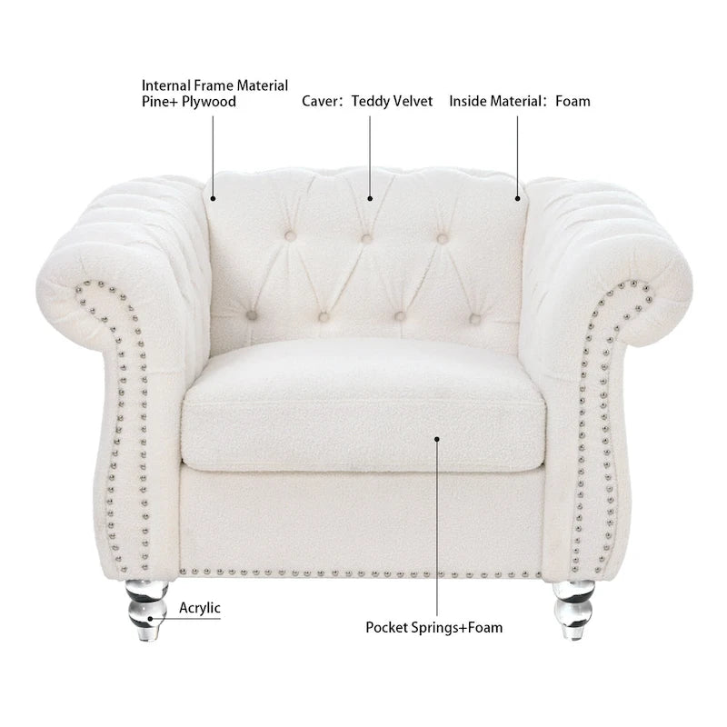 Fauteuil d'appoint individuel à accoudoirs roulés multicolore
