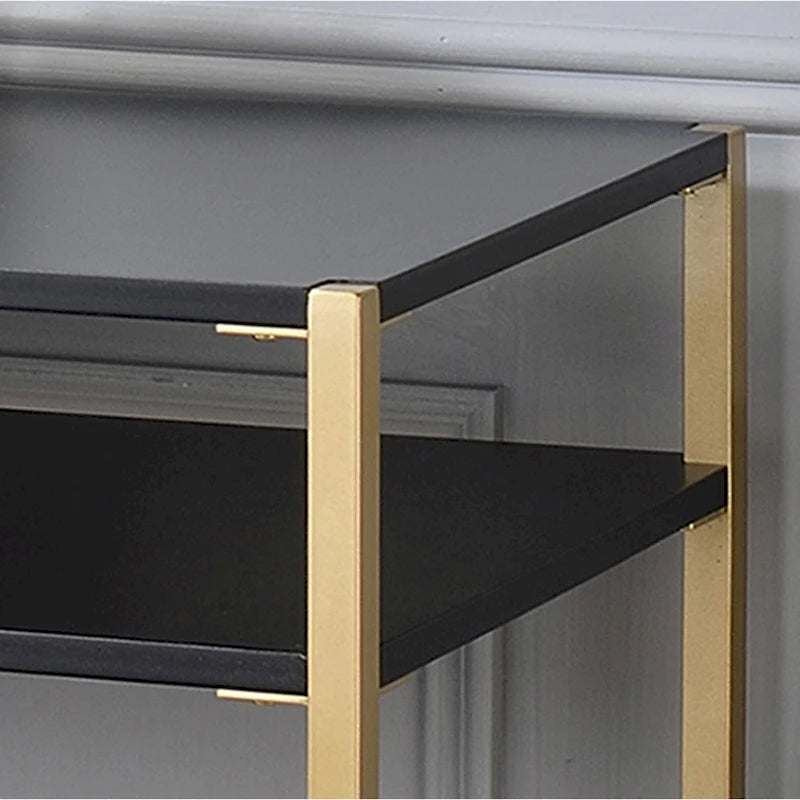 Console 3 étagères Glam en acier 122 cm – Blanc/Noir, cadre doré