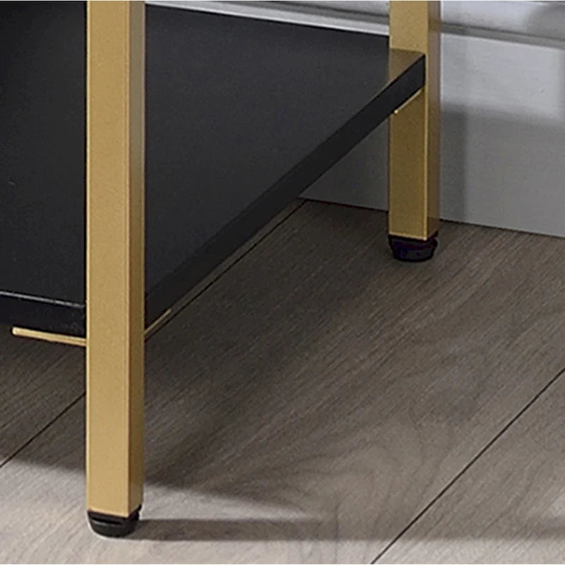 Console 3 étagères Glam en acier 122 cm – Blanc/Noir, cadre doré