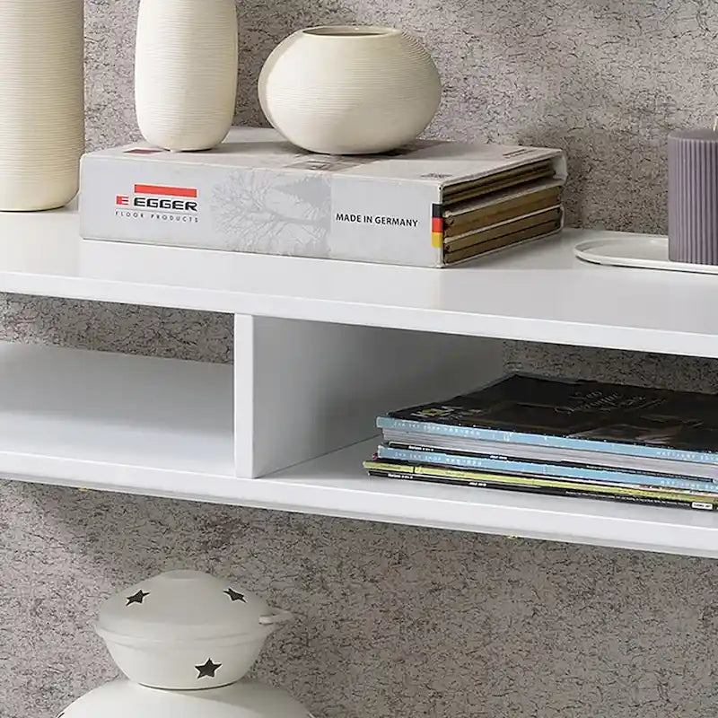 Console 3 étagères Glam en acier 122 cm – Blanc/Noir, cadre doré