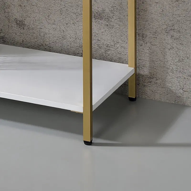 Console 3 étagères Glam en acier 122 cm – Blanc/Noir, cadre doré