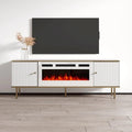 Meuble TV avec cheminée électrique noir et blanc, 63 pouces