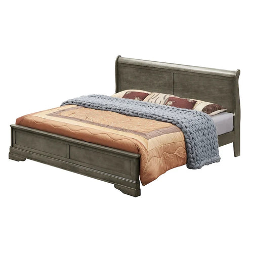 Lit panneau queen traditionnel noir/gris/cappuccino/blanc/cerisier