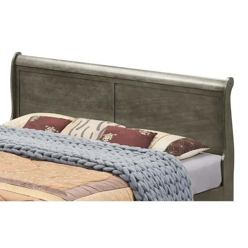 Lit panneau queen traditionnel noir/gris/cappuccino/blanc/cerisier
