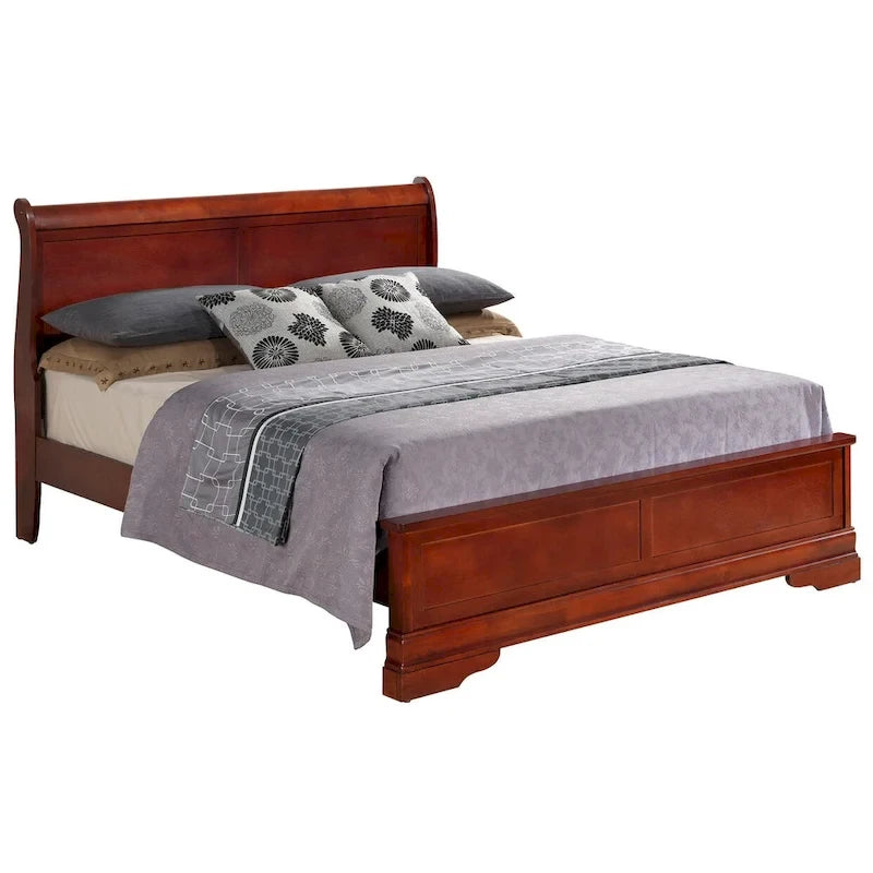 Lit panneau queen traditionnel noir/gris/cappuccino/blanc/cerisier