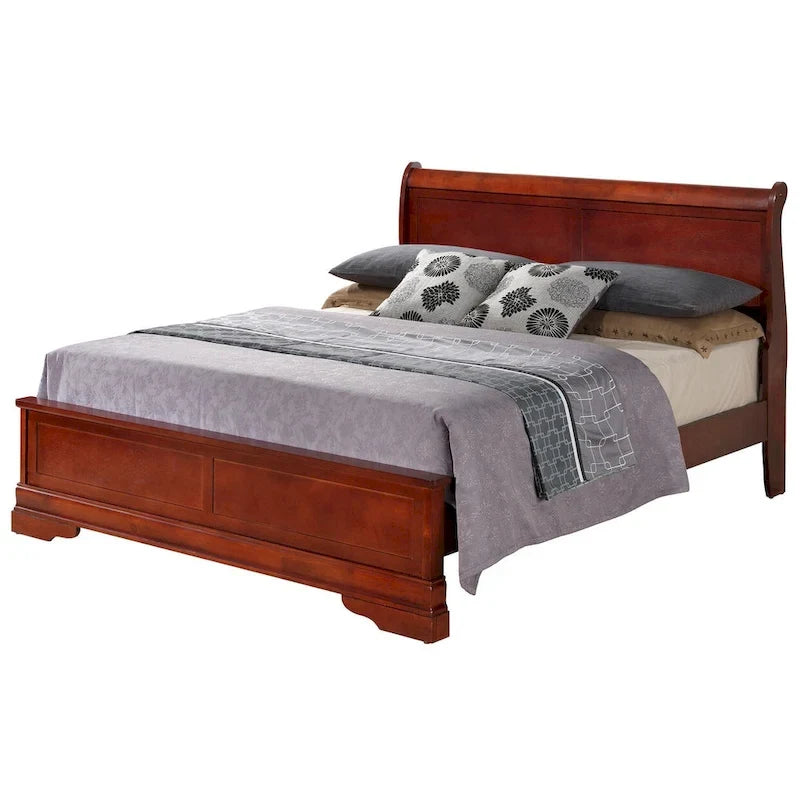 Lit panneau queen traditionnel noir/gris/cappuccino/blanc/cerisier