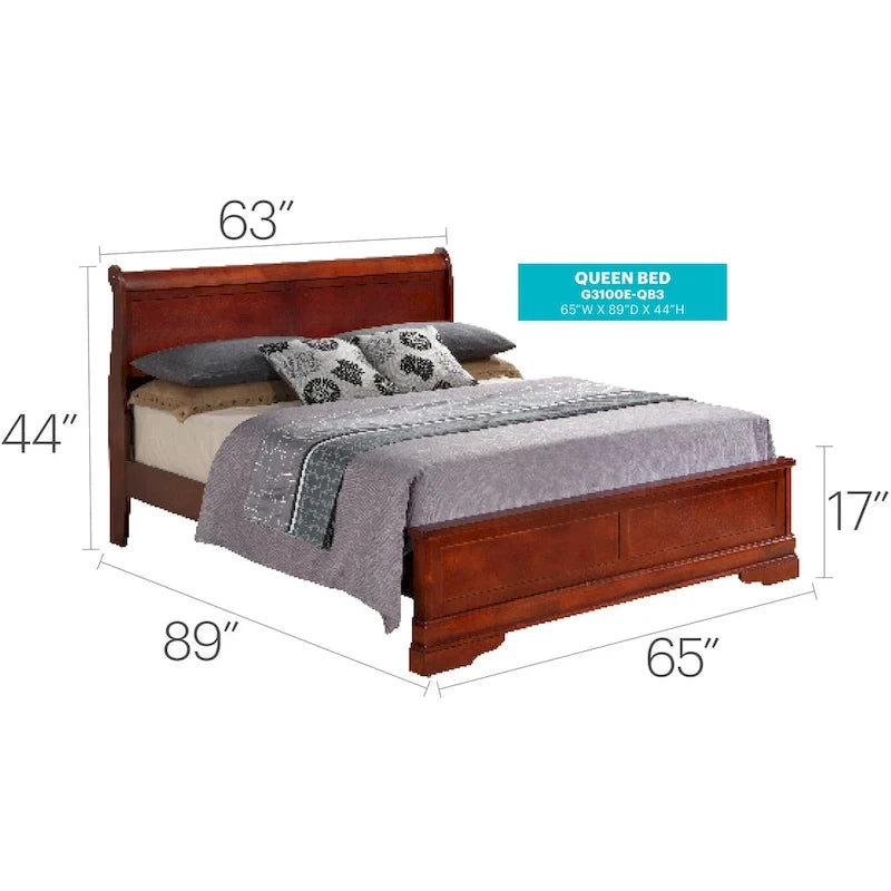Lit panneau queen traditionnel noir/gris/cappuccino/blanc/cerisier