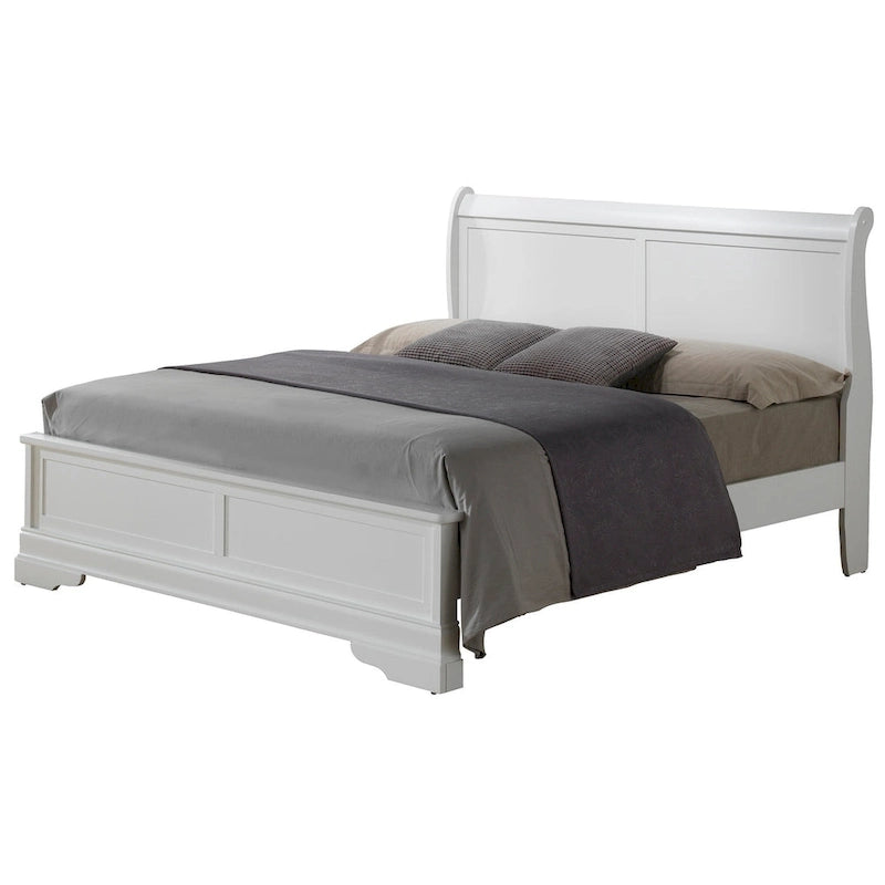 Lit panneau queen traditionnel noir/gris/cappuccino/blanc/cerisier