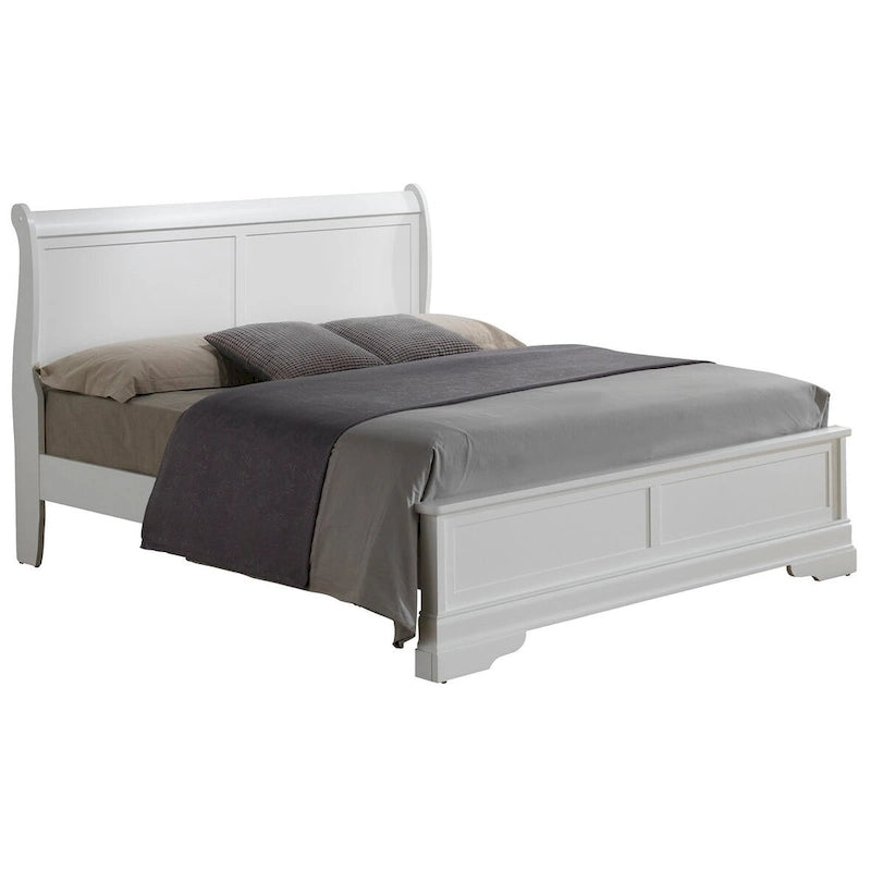 Lit panneau queen traditionnel noir/gris/cappuccino/blanc/cerisier