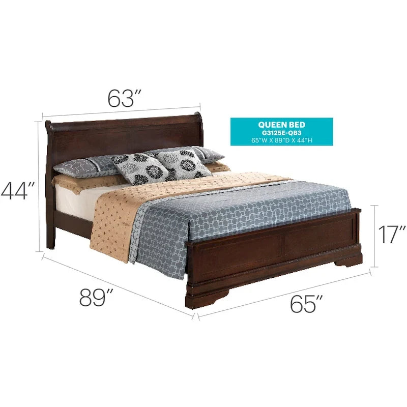 Lit panneau queen traditionnel noir/gris/cappuccino/blanc/cerisier