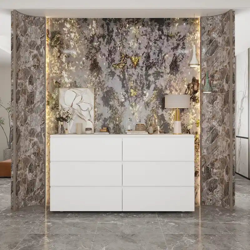 Commode double blanche à 6 tiroirs de 59 pouces