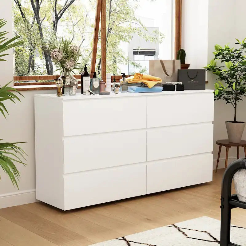 Commode double blanche à 6 tiroirs de 59 pouces