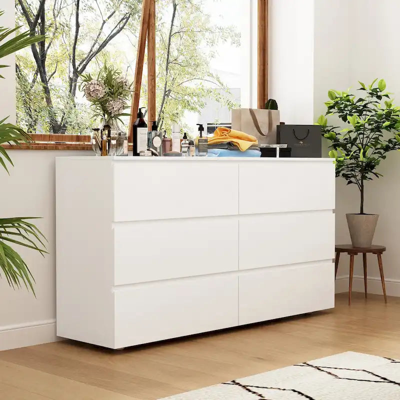 Commode double blanche à 6 tiroirs de 59 pouces