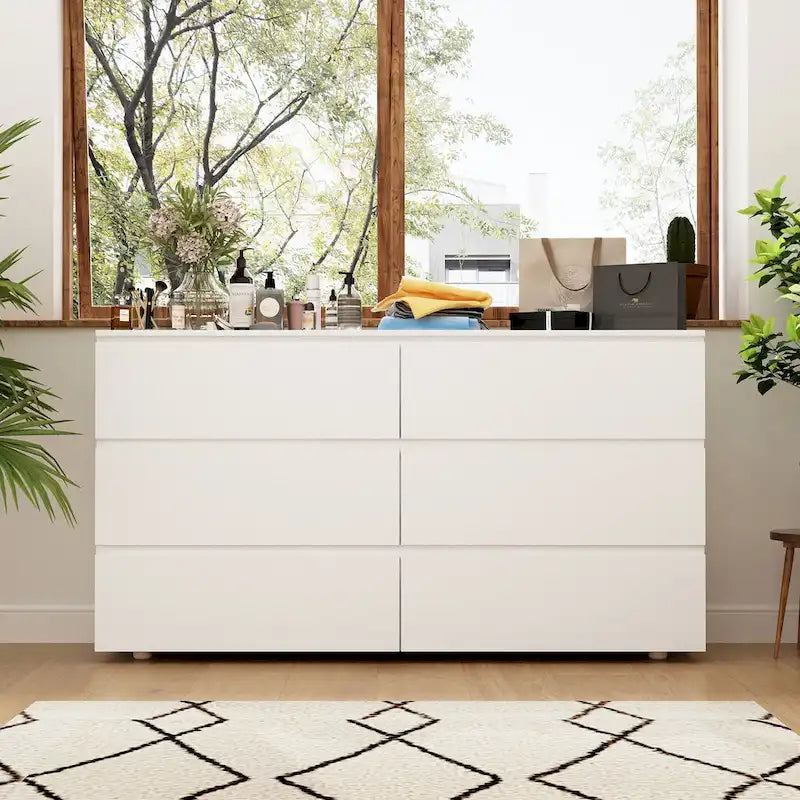 Commode double blanche à 6 tiroirs de 59 pouces