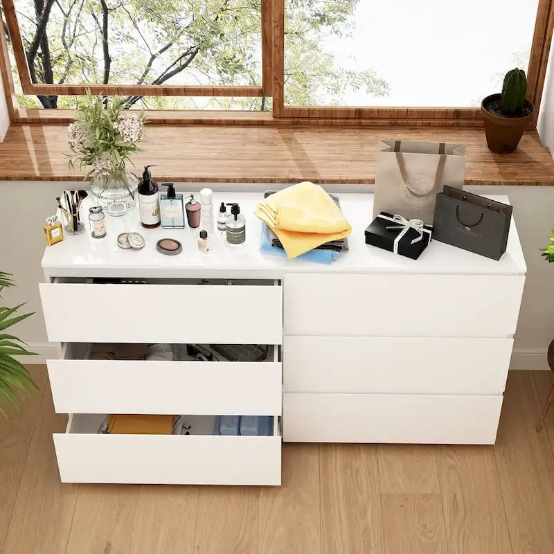 Commode double blanche à 6 tiroirs de 59 pouces