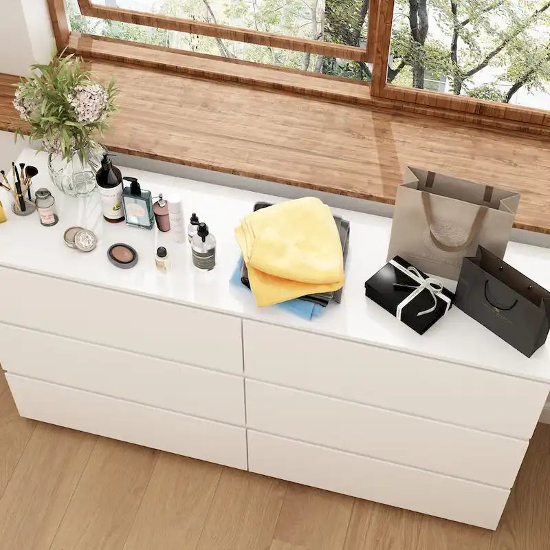 Commode double blanche à 6 tiroirs de 59 pouces