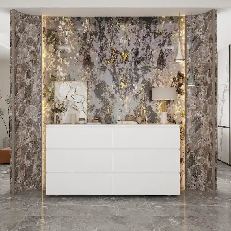Commode double blanche à 6 tiroirs de 59 pouces