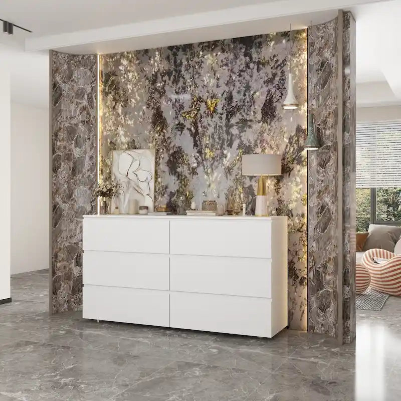 Commode double blanche à 6 tiroirs de 59 pouces