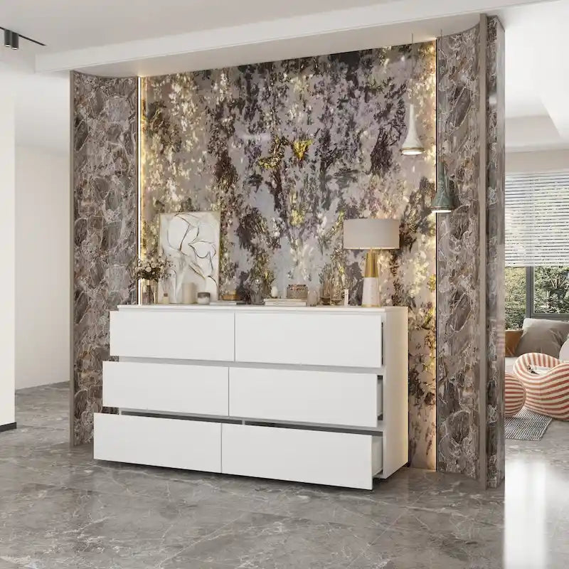 Commode double blanche à 6 tiroirs de 59 pouces