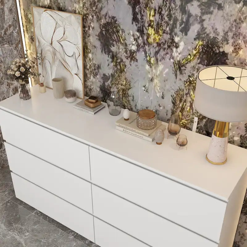 Commode double blanche à 6 tiroirs de 59 pouces