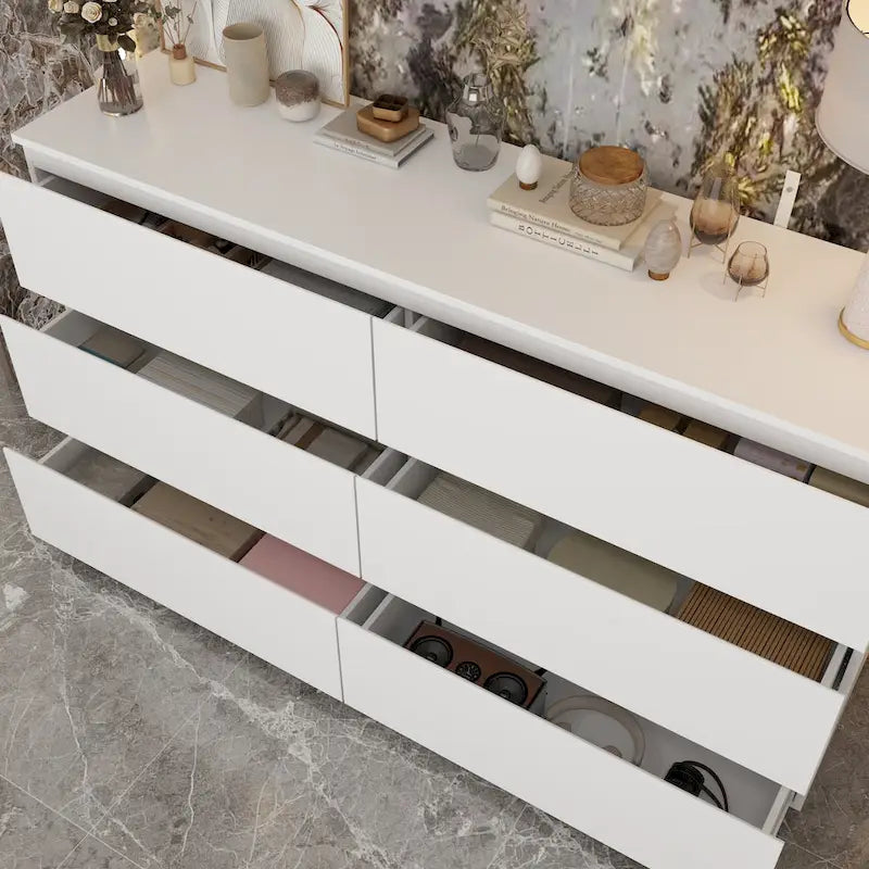 Commode double blanche à 6 tiroirs de 59 pouces