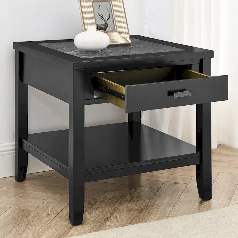 Table d'appoint en marbre ébène, 1 pièce