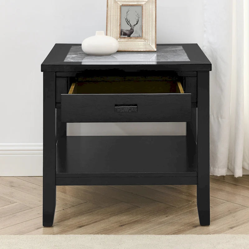 Table d'appoint en marbre ébène, 1 pièce