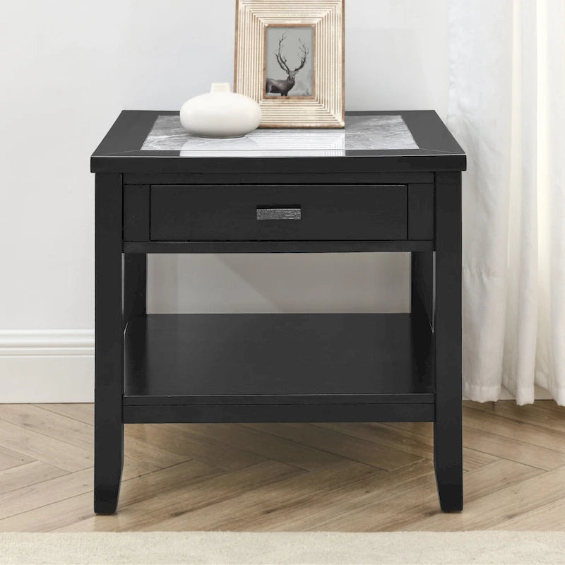 Table d'appoint en marbre ébène, 1 pièce