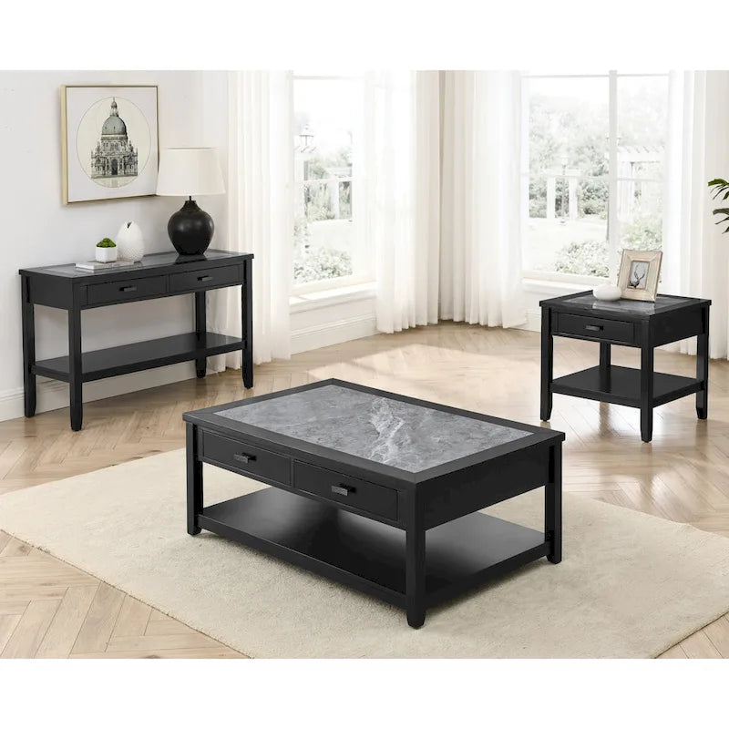 Table d'appoint en marbre ébène, 1 pièce